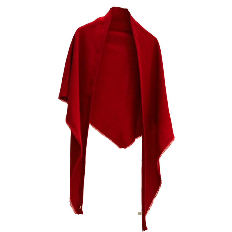 四季款轻柔不压身绵软纯羊毛披风叠穿针织披肩超大三角围巾纯色女