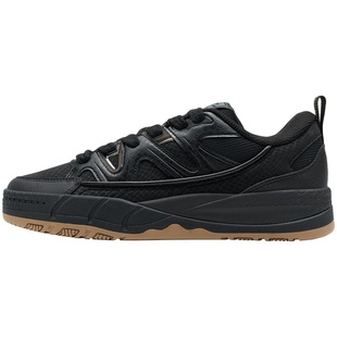 特步好事发生板鞋男2025冬季新款全黑男鞋面包鞋情侣休闲运动鞋女