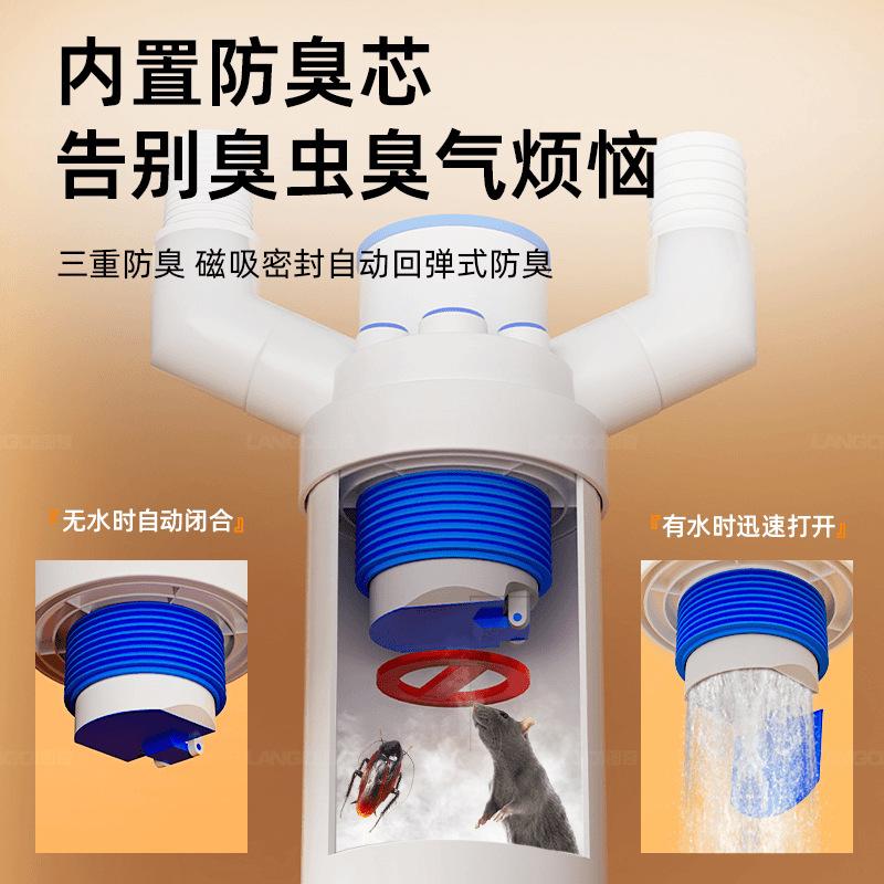 过滤器净水器洗衣机接头厨房下水防臭水三通防多功能溢排水管