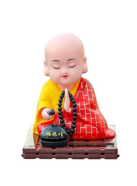 太阳能车载摇头小和尚摆件