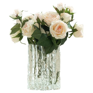 仿真玫瑰花高档轻奢高端客厅餐桌花摆设假花绢花花束套装装饰摆件