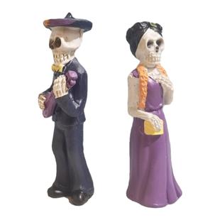 墨西哥亡灵节骷髅男女情侣人偶摆件树脂桌面奇趣装饰吉他搞怪暗黑