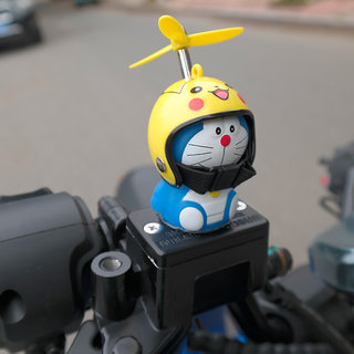抖音同款网红小黄鸭头盔竹蜻蜓汽车摆件电动车摩托车后视镜装饰品