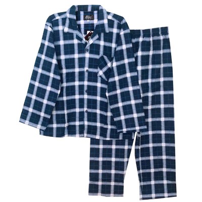 衬衫领绒布磨毛长袖长裤件套睡衣