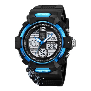 SKMEI时刻美男士手表世界时间防水夜光运动电子表学生多组闹钟表