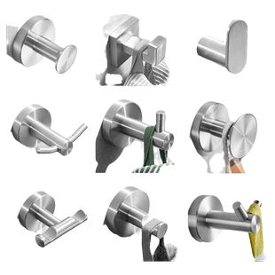 浴室毛巾挂钩免打孔304不锈钢卫生间酒店进门玄关衣服钩北欧轻奢