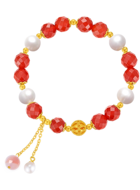 【生日礼物】周大生玛瑙手串珍珠