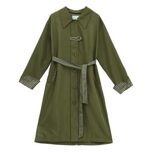 it'real瑞尔秋季新款复古风宽松撞色袖口中长款风衣外套女