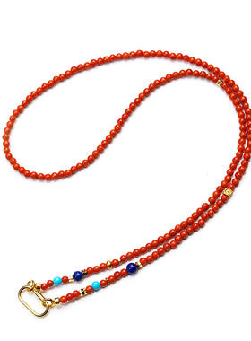 山川心语原矿南红玛瑙小米珠项链