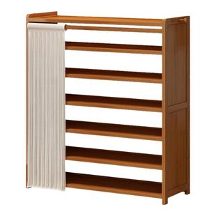 楠竹鞋架入户门口多层收纳神器出租房门后转角分隔层鞋柜带防尘罩