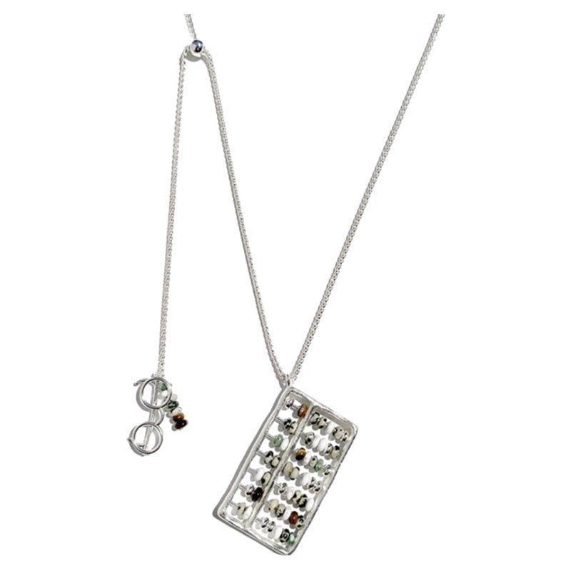 吴昕同款账房先生算盘吊坠项链女小众气质百搭高级感锁骨链毛衣链