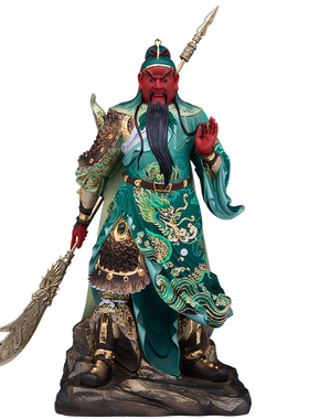 黄铜关公武财神桌面供奉摆件