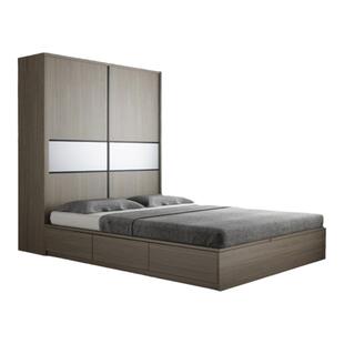 实木多层板榻榻米衣柜床一体小户型多功能1.35m储物1.2米儿童床