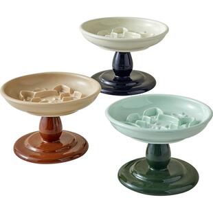 hocc慢食碗陶瓷猫咪慢食盘防噎狗狗盆舔食盘防打翻小狗碗护颈猫碗