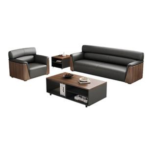 办公会客沙发经理商务休息区接待银行会议室真皮沙发茶几组合套装