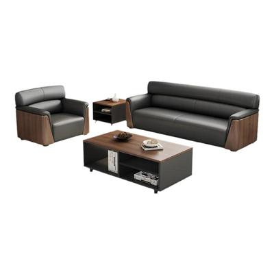 办公会客沙发经理商务休息区接待银行会议室真皮沙发茶几组合套装
