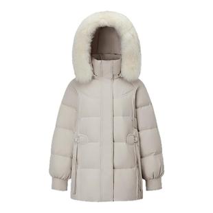 千仞岗2025秋冬新款短款羽绒服狐狸毛领连帽保暖通勤简约外套女款