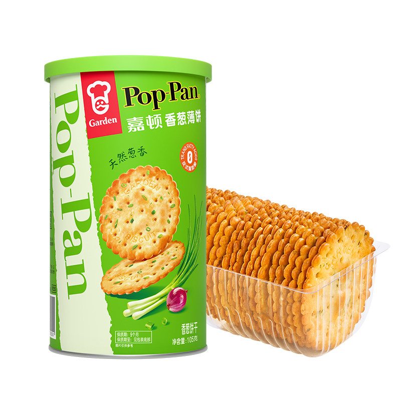 嘉顿香葱薄饼罐装105g薄脆饼干咸味葱油葱香休闲零食筒装便携小吃