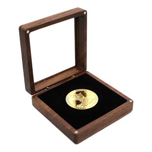 北美黑胡桃全实木金银收藏币徽章透明包装收纳木盒LOGO刻字可定制