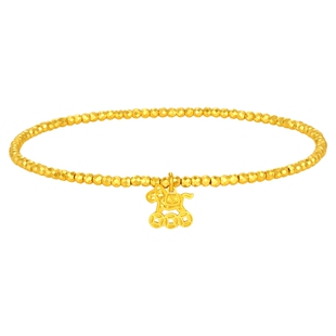 潮宏基马上有钱足金手链黄金爆闪碎碎冰蹦迪珠生肖马妇女节 计价