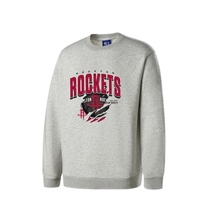 NBA官方火箭冬季新品男女同款运动休闲套头衫保暖圆领卫衣