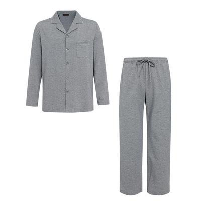 爱慕先生棉质抗静电抗菌男士家居睡衣套装长袖长裤开衫秋冬可外穿