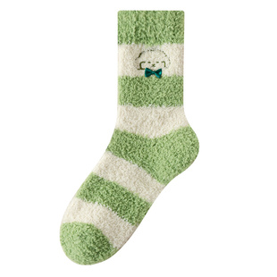 都市丽人珊瑚绒袜子女中筒秋冬季加厚加绒睡觉穿的袜子保暖长筒袜