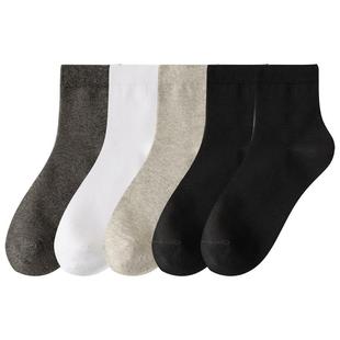 梦娜袜子男中筒袜全棉长袜纯棉男士黑色男袜抗菌防臭吸汗春秋冬季