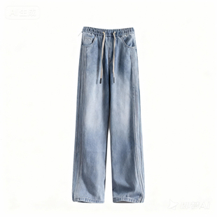 秋冬新款青少年加绒加厚牛仔裤美式复古个性有型男生百搭保暖长裤