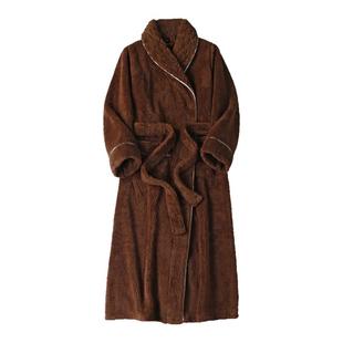 秋冬加厚睡袍男长毛绒浴袍女双面绒浴衣长款情侣卧室睡衣客厅晨袍