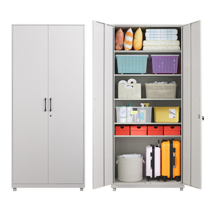 阳台柜子储物柜防晒防潮加厚带锁无甲醛家用铁皮柜立柜衣柜收纳柜