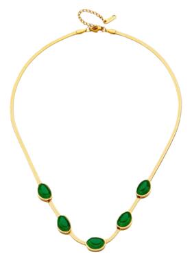 轻奢高级感钛钢不掉色祖母绿项链2025新款潮小众设计感毛衣链配饰