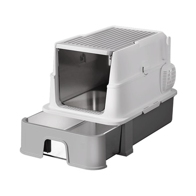 【不锈钢抽屉】全封闭掀盖猫砂盆