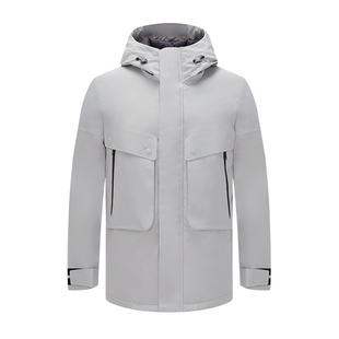 Navigare意大利小帆船灰色加厚保暖羽绒服男士冬季休闲派克服外套