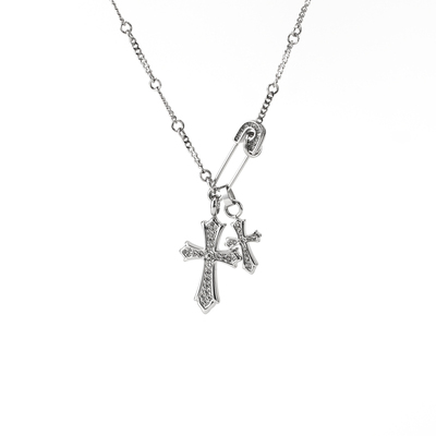 双十字架潮流简约金色百搭叠戴