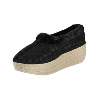 冬季绣花鞋浮雕素色提花暗纹加绒国风棉鞋配汉服民族风老北京布鞋