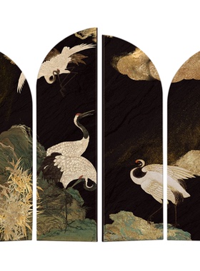 新中式桌面屏风摆件装饰画中古风玄关边柜装饰品小摆画可折叠礼物