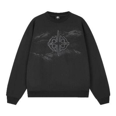 DICETINY斑驳logo印花卫衣街头宽松纯棉圆领套头上衣秋重磅打底衫