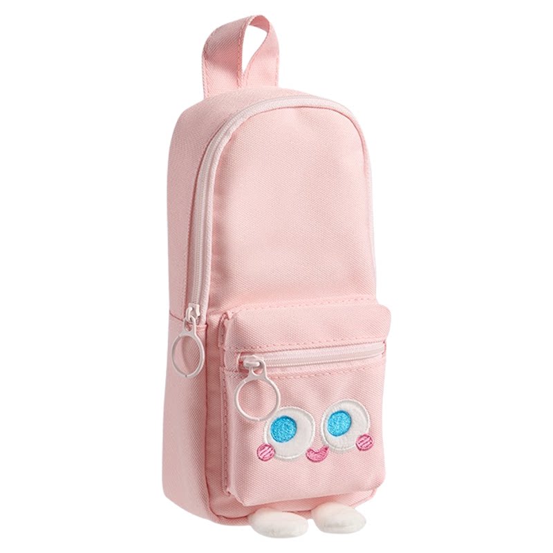 得力书包笔袋可爱卡通立式笔袋小学生铅笔文具收纳袋高颜值好看大容量可拎文具盒简约站立式学生牛津布文具袋