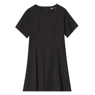 300斤特大码收腰a字小黑裙女夏季200胖mm加肥遮肚子显瘦240连衣裙