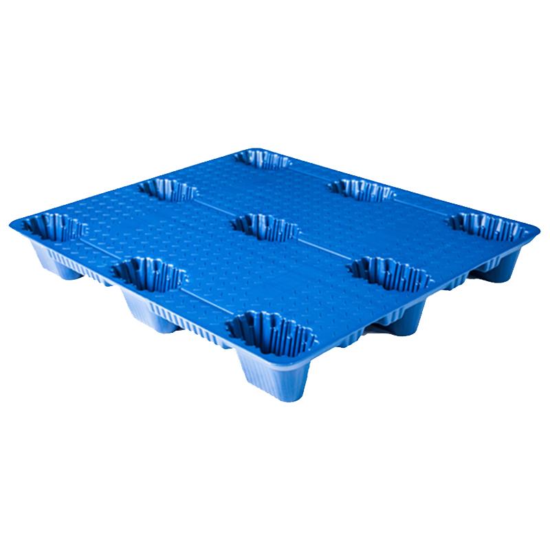 吹塑九脚塑料托盘物流板工业仓库用垫板叉车托板卡板防潮板拍子垫