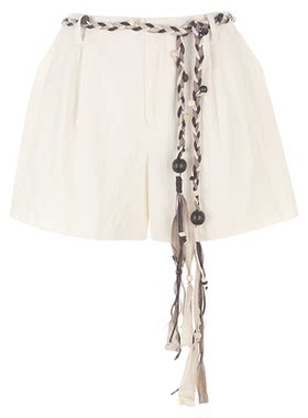 wanatry奶白色亚麻老钱感短裤