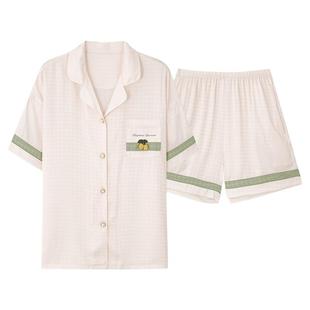 网红风情侣睡衣夏季女款短袖冰丝家居服男士夏天高级感真丝绸套装