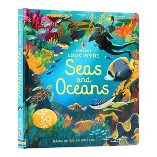 Usborne出品看里面系列海洋 英文原版绘本 Look Inside Seas and Oceans 儿童英语启蒙纸板翻翻书 科普百科 亲子共读 精美插图