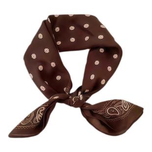 老钱风腰果花小方巾棕色高级感围巾领巾秋季气质系脖丝带新品颈饰