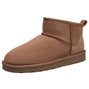 热风男鞋冬季新款男士时尚棉靴加绒保暖皮毛一体舒适雪地靴子