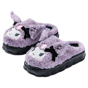 亲子棉拖鞋女厚底室内家用卡通可爱库洛米儿童拖鞋冬季毛毛绒保暖