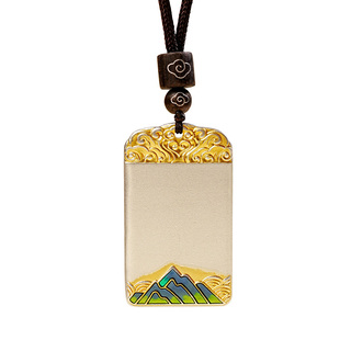 宫里上新无事牌吊坠男士999纯银挂绳足银毛衣链生日礼物送男朋友