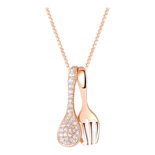 衣食无忧小吃货项链潮女 纯银勺子叉子吊坠锁骨链轻奢小众520礼物