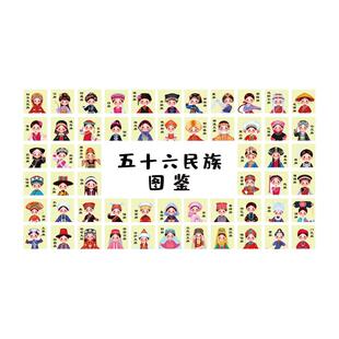 五十六个民族团结图鉴环创幼儿园托管班机构楼梯文化主题墙成品56